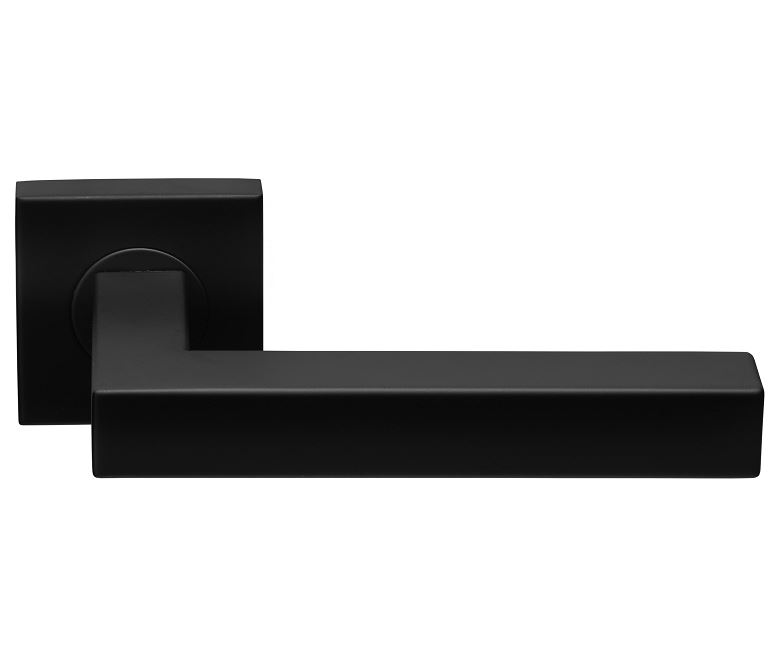 Deurkruk Basis Vierkant op geveerd rozet Mat Zwart