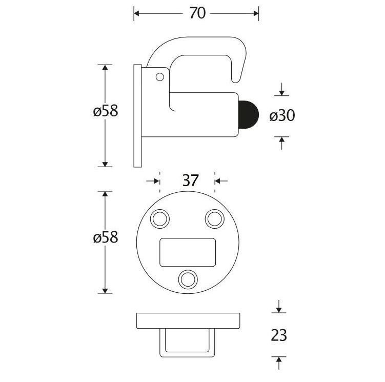 Deurvastzetter Elegant messing ongelakt