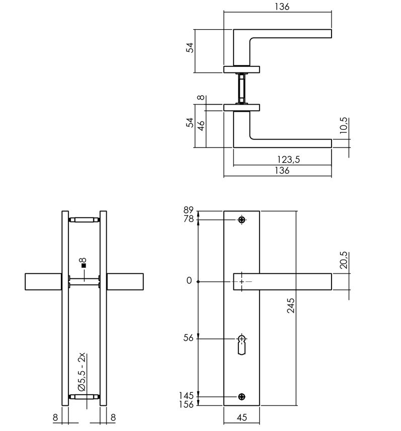 Intersteel deurkruk Hera op langschild SL56 mat zwart