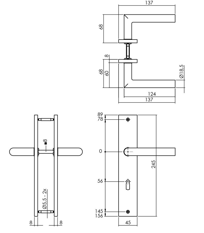 Intersteel deurkruk Bastian op langschild SL56 mat zwart