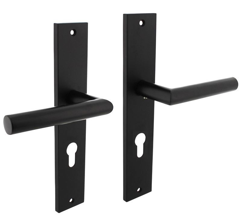Intersteel deurkruk Bastian op langschild PC72 mat zwart