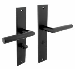 Intersteel deurkruk Bastian op langschild WC63/8 mat zwart