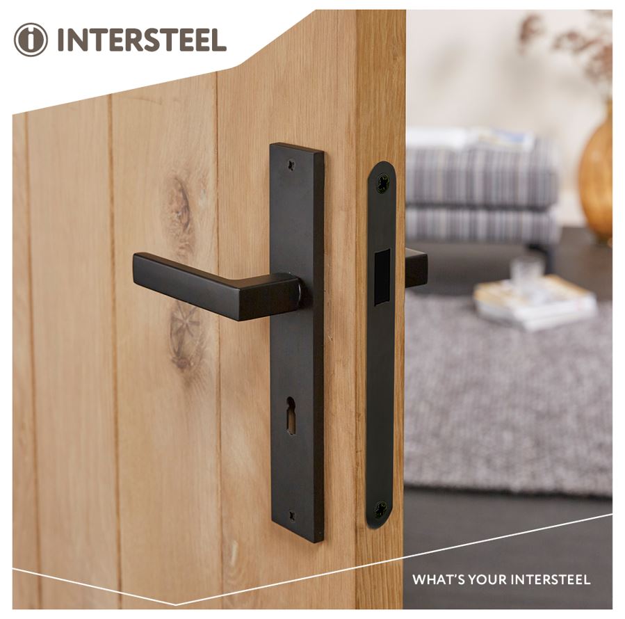 Intersteel deurkruk Bau-Stil op langschild SL56 mat zwart