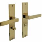 Intersteel deurkruk Hera op langschild WC63/8 PVD messingkleur