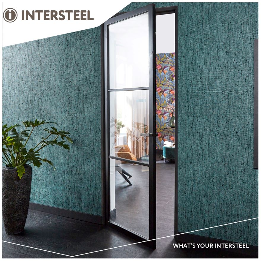 Intersteel Deurkruk Amsterdam met platte vierkante rozetten zelfklevend 30x30mm antraciet grijs