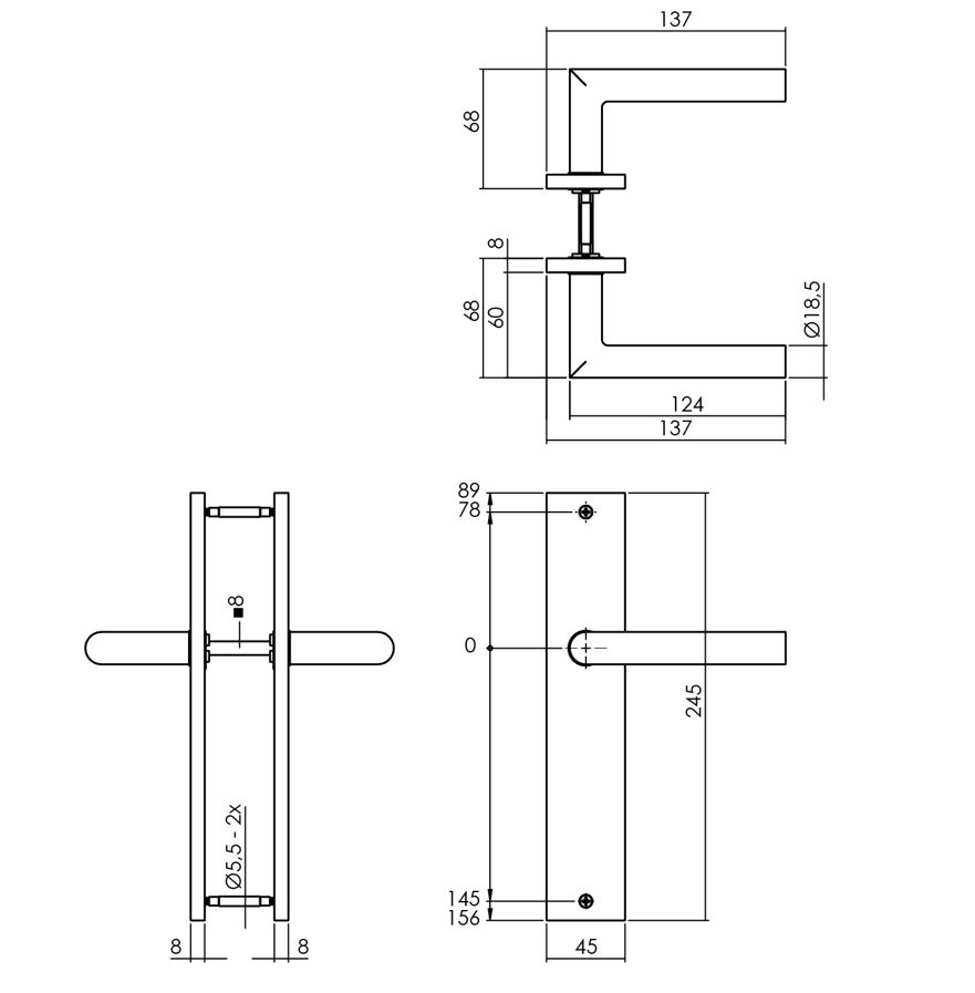 Intersteel deurkruk Bastian op langschild blind PVD messingkleur