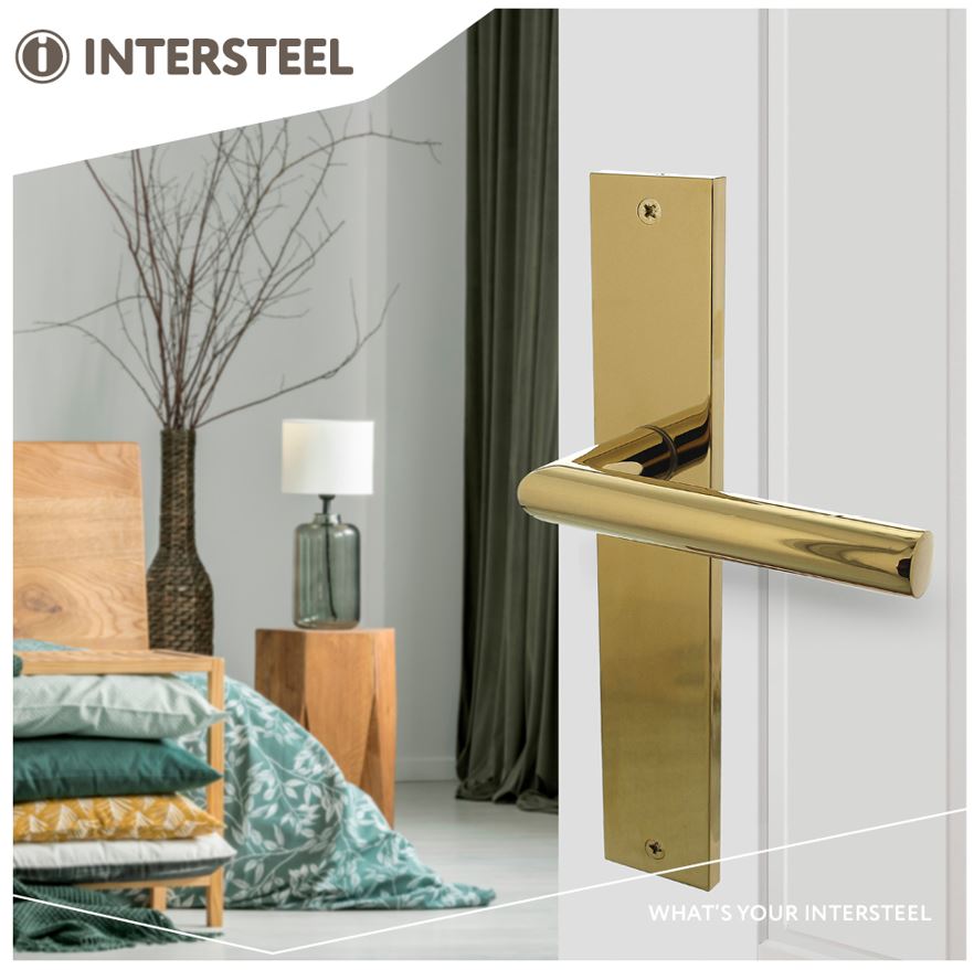 Intersteel deurkruk Bastian op langschild blind PVD messingkleur