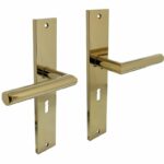 Intersteel deurkruk Bastian op langschild SL56 PVD messingkleur