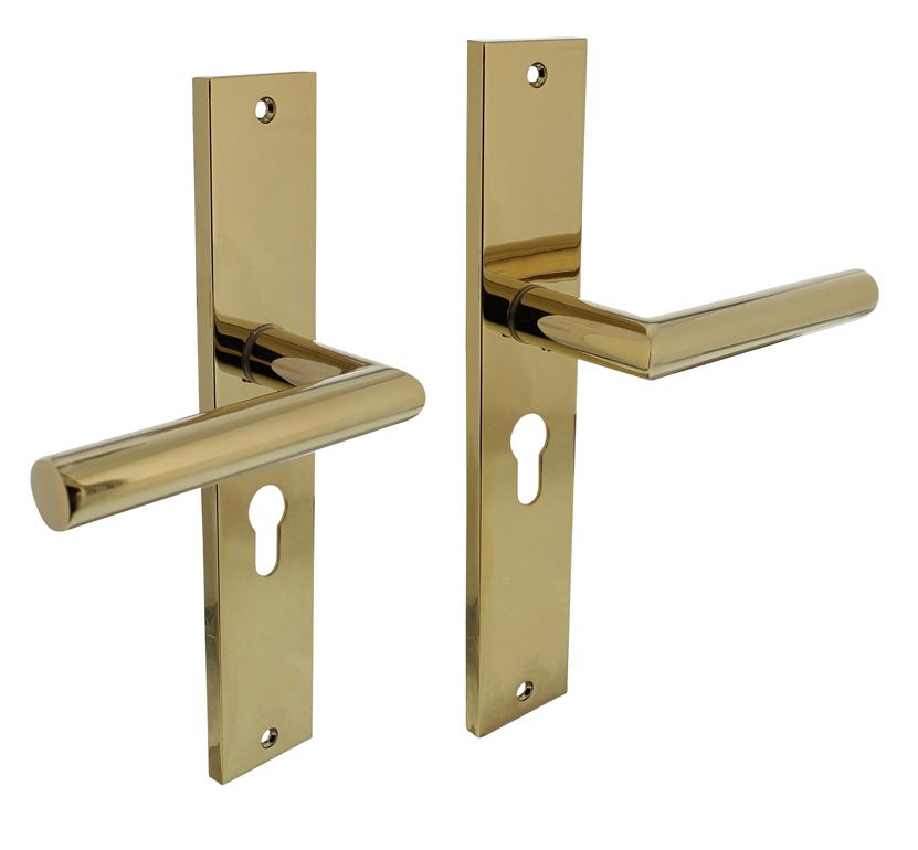 Intersteel deurkruk Bastian op langschild PC55 PVD messingkleur