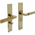 Intersteel deurkruk Bau-Stil op langschild WC63/8 PVD messingkleur