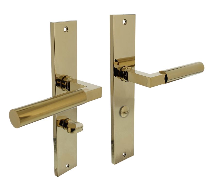 Intersteel deurkruk Bau-Stil op langschild WC63/8 PVD messingkleur