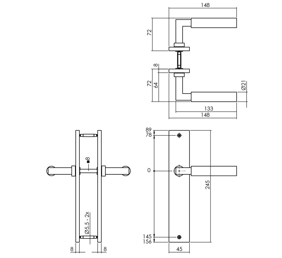 Intersteel deurkruk Bau-Stil op langschild blind antraciet grijs