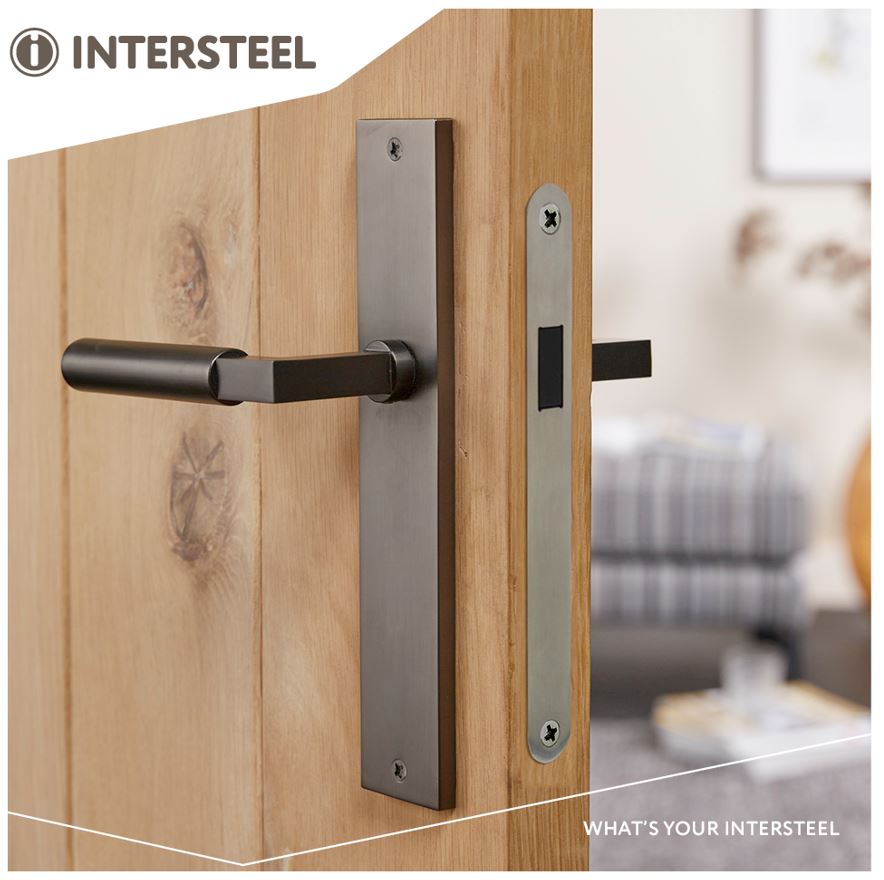 Intersteel deurkruk Bau-Stil op langschild blind antraciet grijs