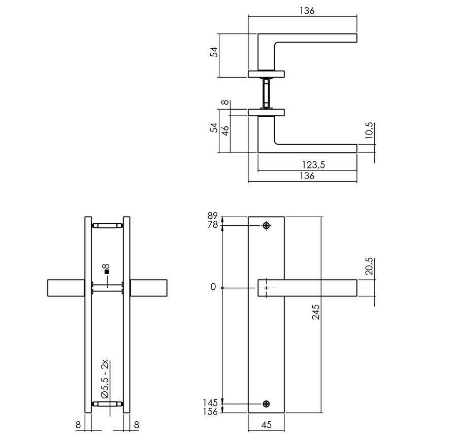 Intersteel deurkruk Hera op langschild blind antraciet grijs