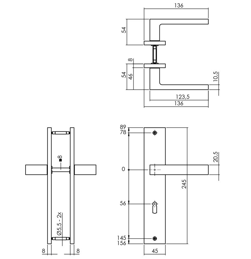 Intersteel deurkruk Hera op langschild SL56 antraciet grijs