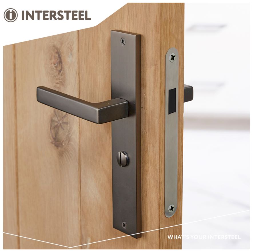 Intersteel deurkruk Hera op langschild WC63/8 antraciet grijs