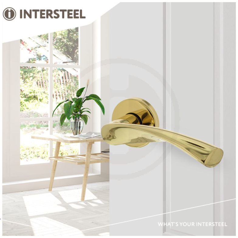 Intersteel deurklink Vlinder op rozet messing gelakt - Afbeelding 3