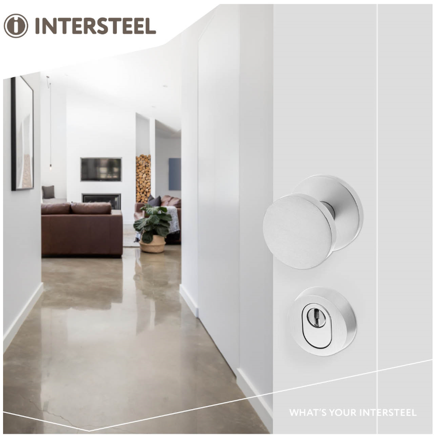 Intersteel voordeurknop plat Ø55 mm op ronde achterplaat aluminium F1 - Afbeelding 3