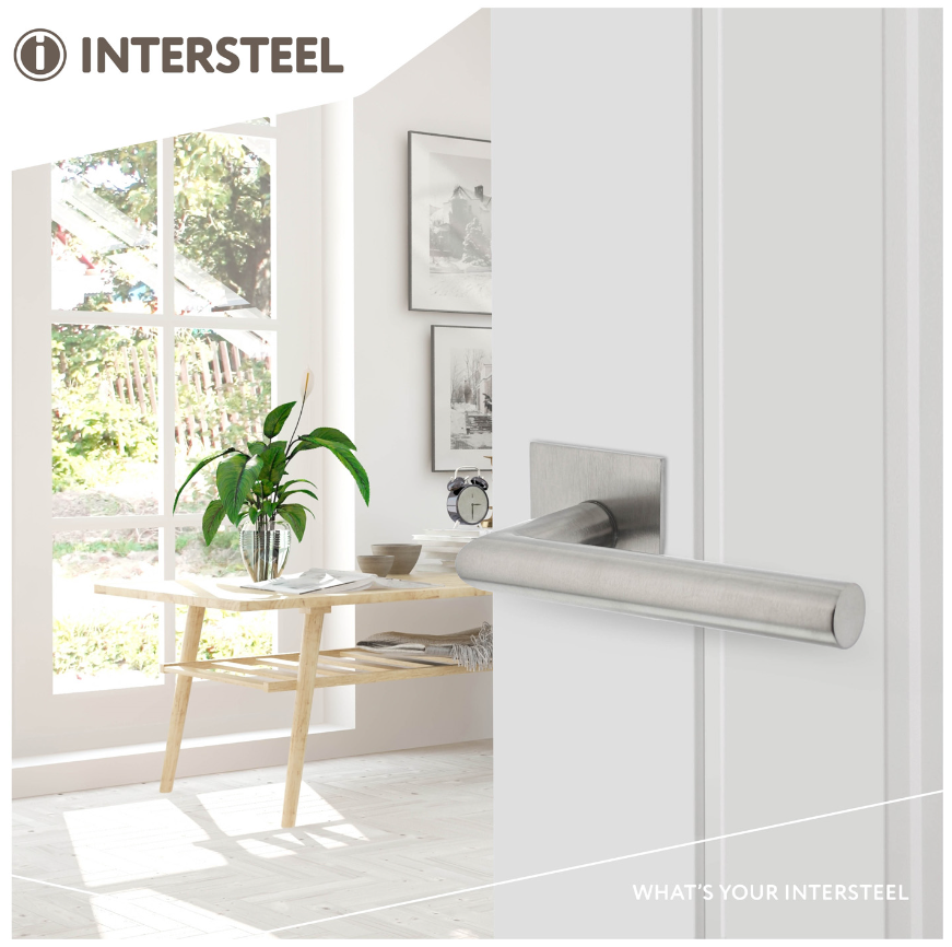 Intersteel deurklink Jura geveerd op vierkante magneet rozet rvs - Afbeelding 3