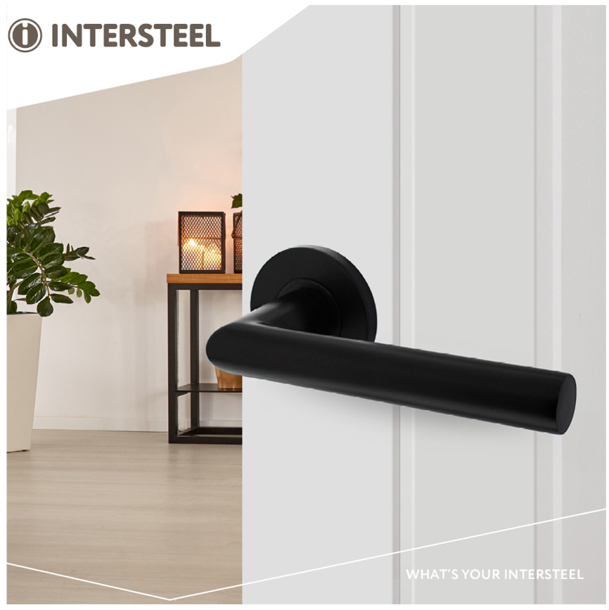 Intersteel deurklink Jura op geveerde rozet ø55x8mm aluminium zwart - Afbeelding 3