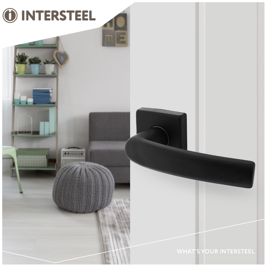 Intersteel deurklink Denham op rozet 50x50x10 mm + 7mm nokken zwart - Afbeelding 3