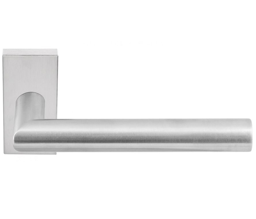 Deurkruk BASIC LBII-19Q32G op rechthoekig rozet Mat RVS