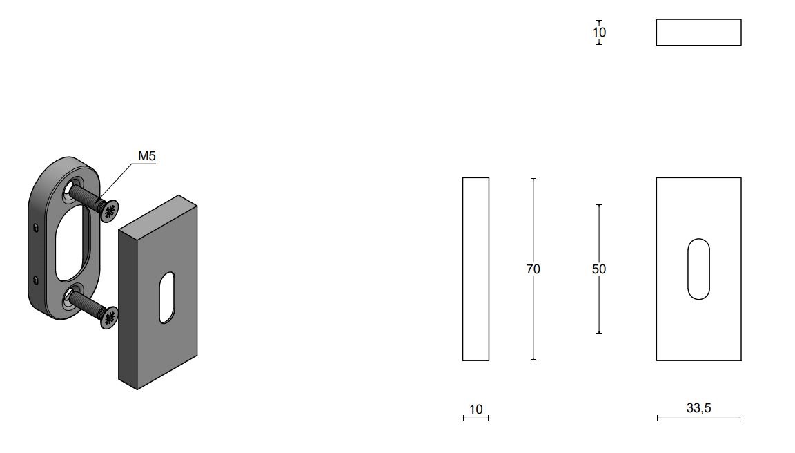 Sleutelplaatje SQUARE LSQBN32 Rechthoekig mat RVS