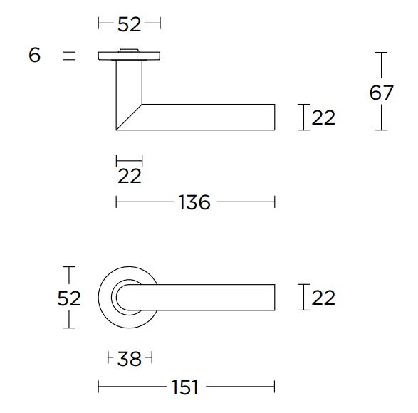 Deurkruk BASIC LBIIL-22 EN1906 op ronde rozet Mat Zwart