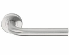 Deurkruk BASIC LBIIIL-19 EN1906 op ronde rozet Mat RVS