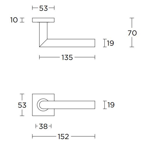 Deurkruk BASIC LBII-19BSQR53 op geveerd rozet mat RVS