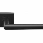 Deurkruk BASIC LBII-19BSQR53 op geveerd rozet mat Zwart