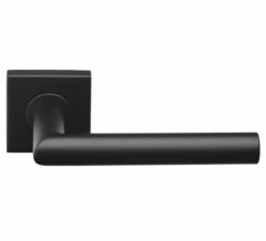 Deurkruk BASIC LBII-19BSQR53 op geveerd rozet mat Zwart