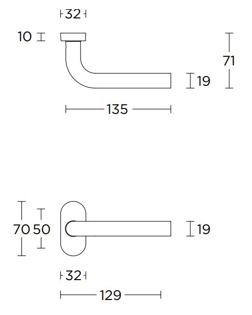 Deurkruk BASIC LBIII-19B32G op ovale rozet Mat RVS