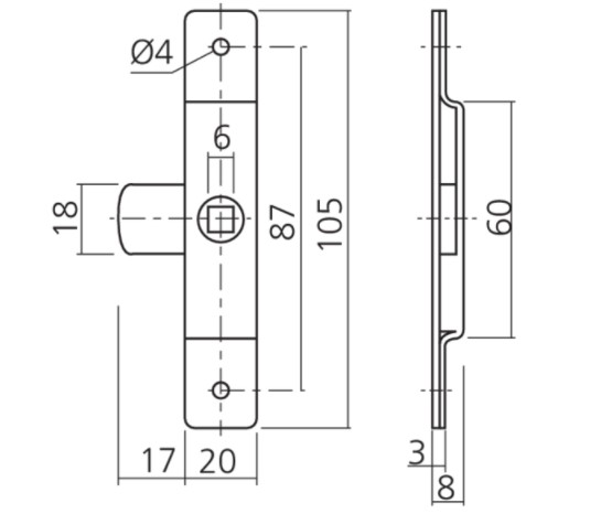 Complete set haakslot opbouwbevestiging verzinkt