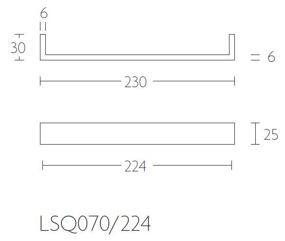 Meubelgreep SQUARE LSQ70/224 Mat RVS 224 mm