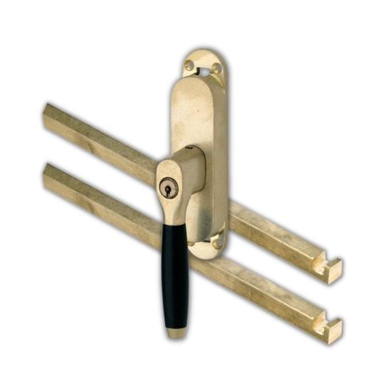 Kruk-espagnolet Afsluitbaar Ton Ebben Links Messing Antiek Inclusief 2 Stangen