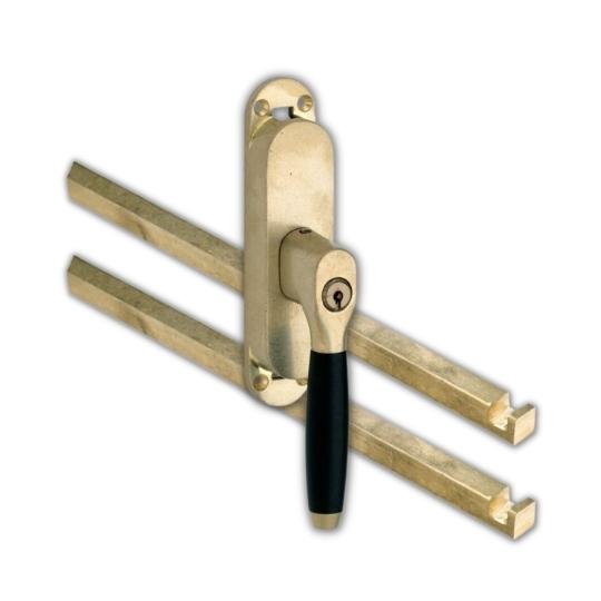 Kruk-espagnolet Afsluitbaar Ton Ebben Rechts Messing Antiek Inclusief 2 Stangen