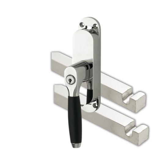 Kruk-espagnolet Afsluitbaar Ton Ebben Links Glans Nikkel Inclusief 2 Stangen