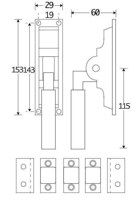 Pomp-espagnolet Bauhaus Glans Nikkel Inclusief 2 Stangen