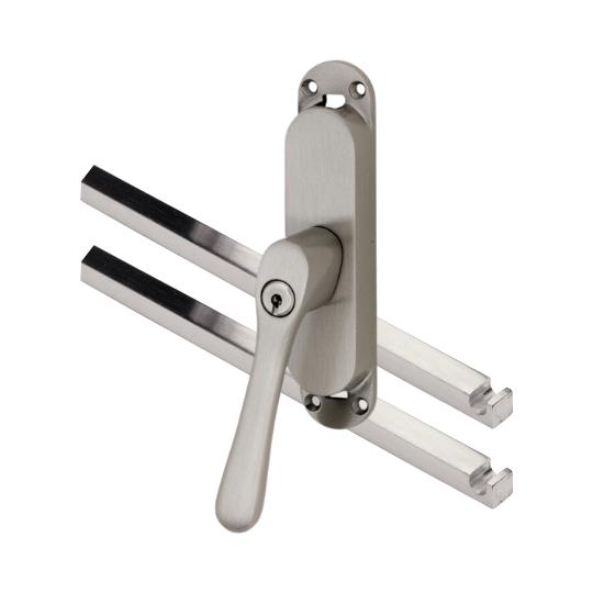 Kruk-espagnolet Afsluitbaar Linea Links Mat Nikkel Ongelakt Inclusief 2 Stangen