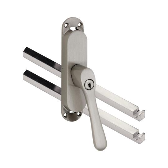 Kruk-espagnolet Afsluitbaar Linea Rechts Mat Nikkel Ongelakt Inclusief 2 Stangen