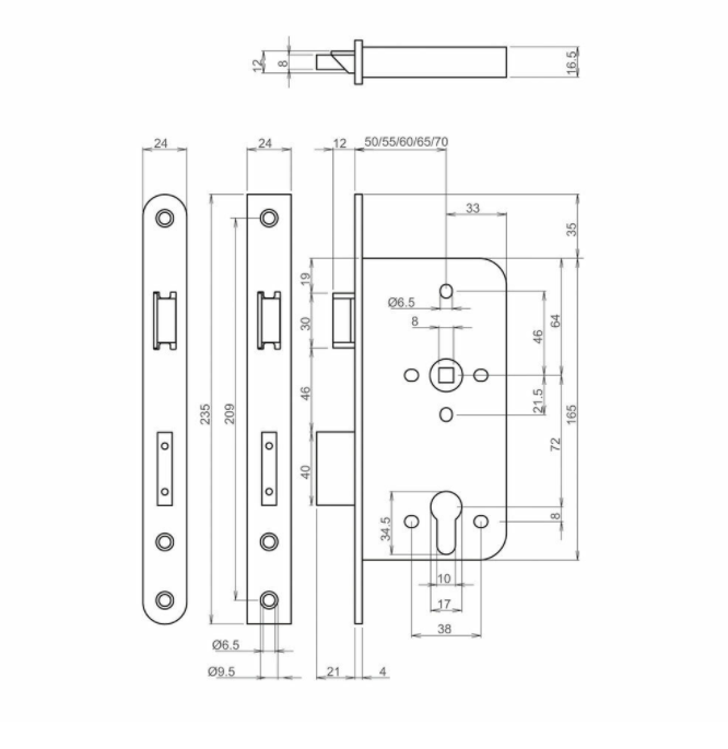 Lips 2422-17U24 SKG2 Veiligheidsslot 55 mm PC72 - Afbeelding 2