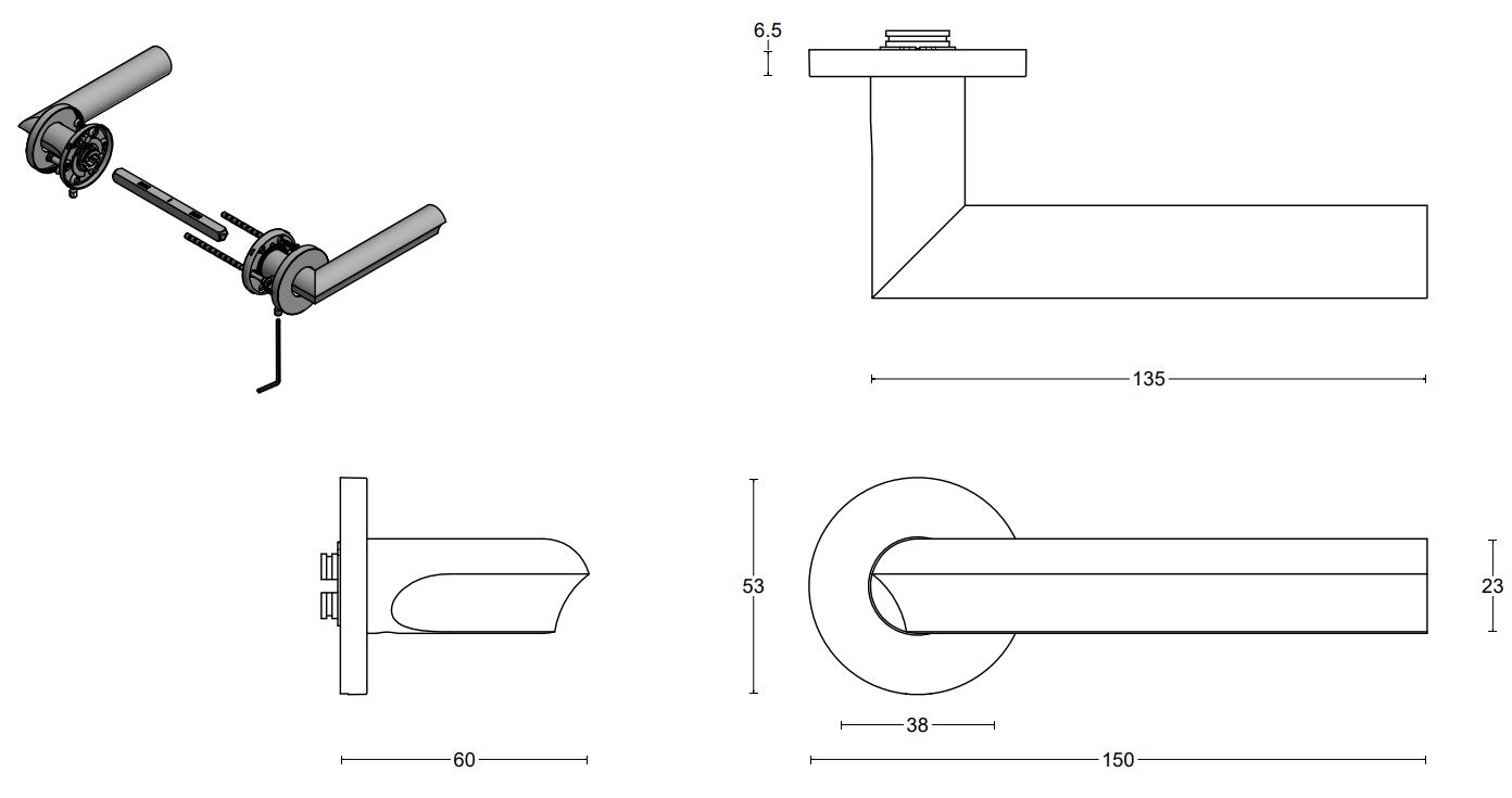 Deurkruk ECLIPSE DR102-G op rozet mat RVS