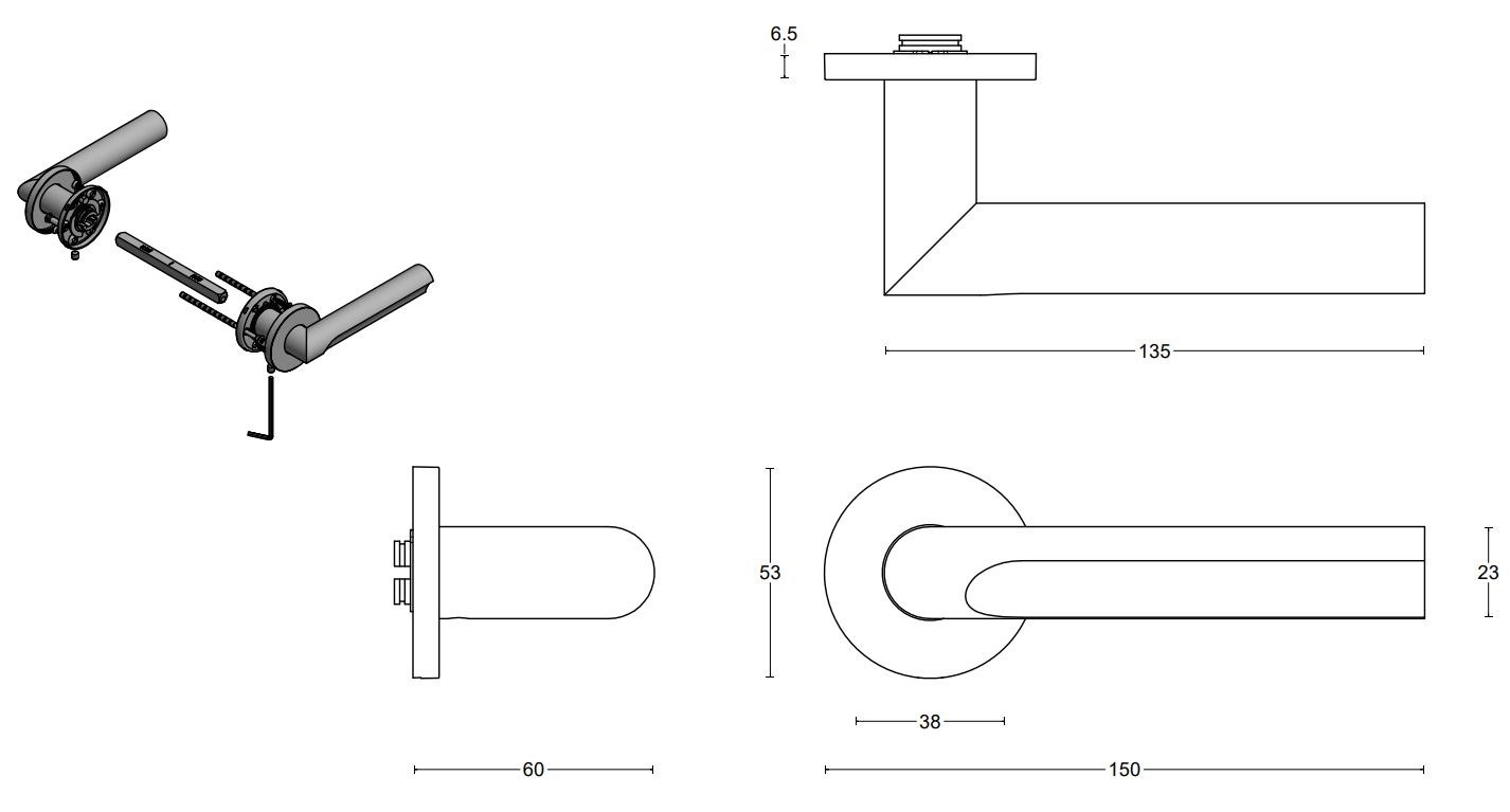 Deurkruk ECLIPSE DR103-G op rozet mat RVS