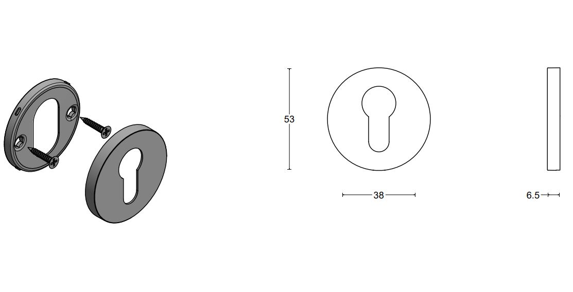 Cilinderplaatje ECLIPSE DRY53 mat RVS