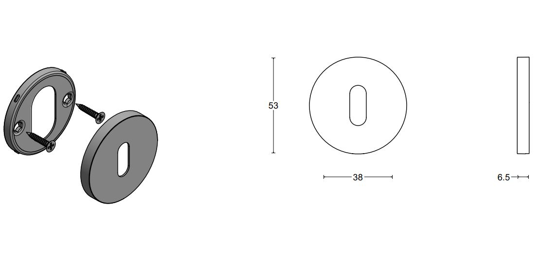 Sleutelplaatje ECLIPSE DRN53 PVD mat goud
