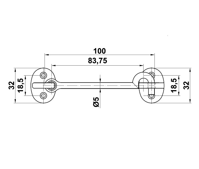 Kajuithaak Mod. 6 messing 100 mm