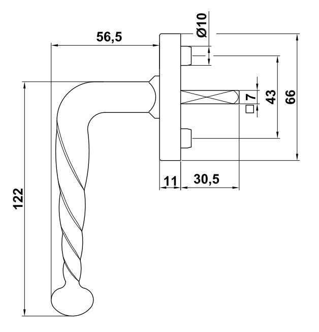 Draaikiepgarnituur Mod. 115 Klassiek Mat Zwart