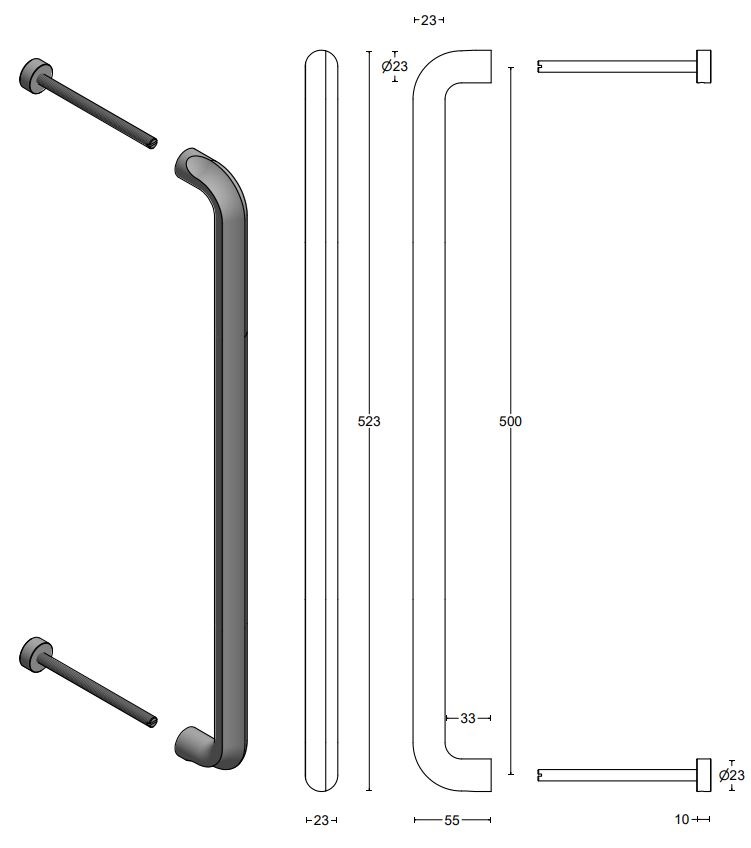 Deurgreep ECLIPSE DR500PS PVD mat zwart