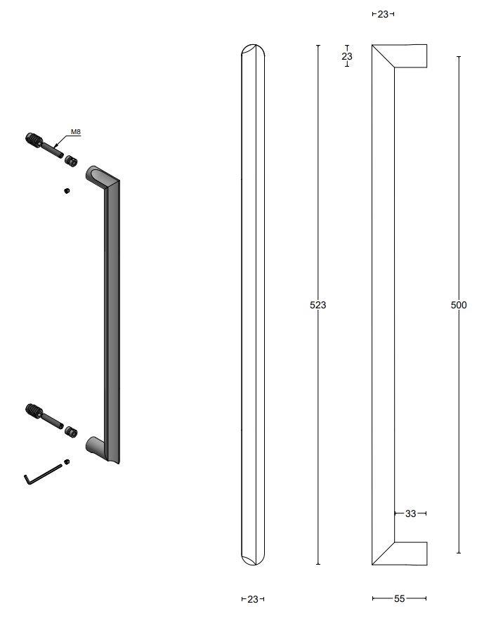 Deurgreep ECLIPSE DR501NP mat RVS